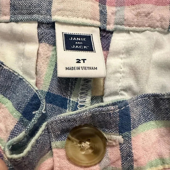 Janie & Jack | Plaid Linen-Cotton Shorts (2T) - Picture 5 of 6